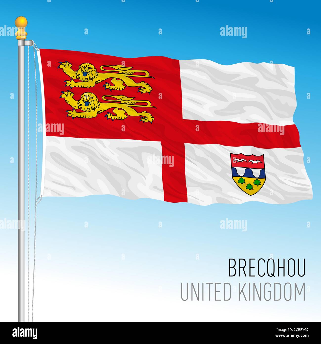 Brecqhou official flag, United Kingdom, vector illustration Stock Vector