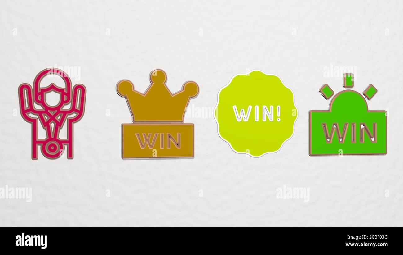 WIN 4 icons set - 3D illustration for background and business Stock ...
