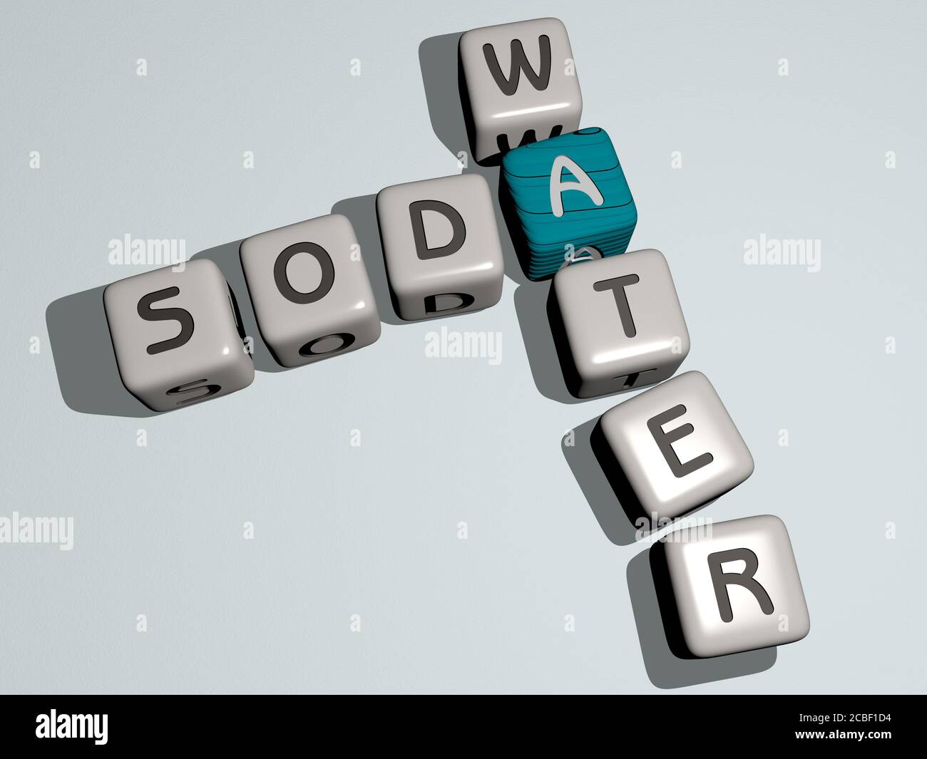 SODA WATER crossword by cubic dice letters 3D illustration for drink