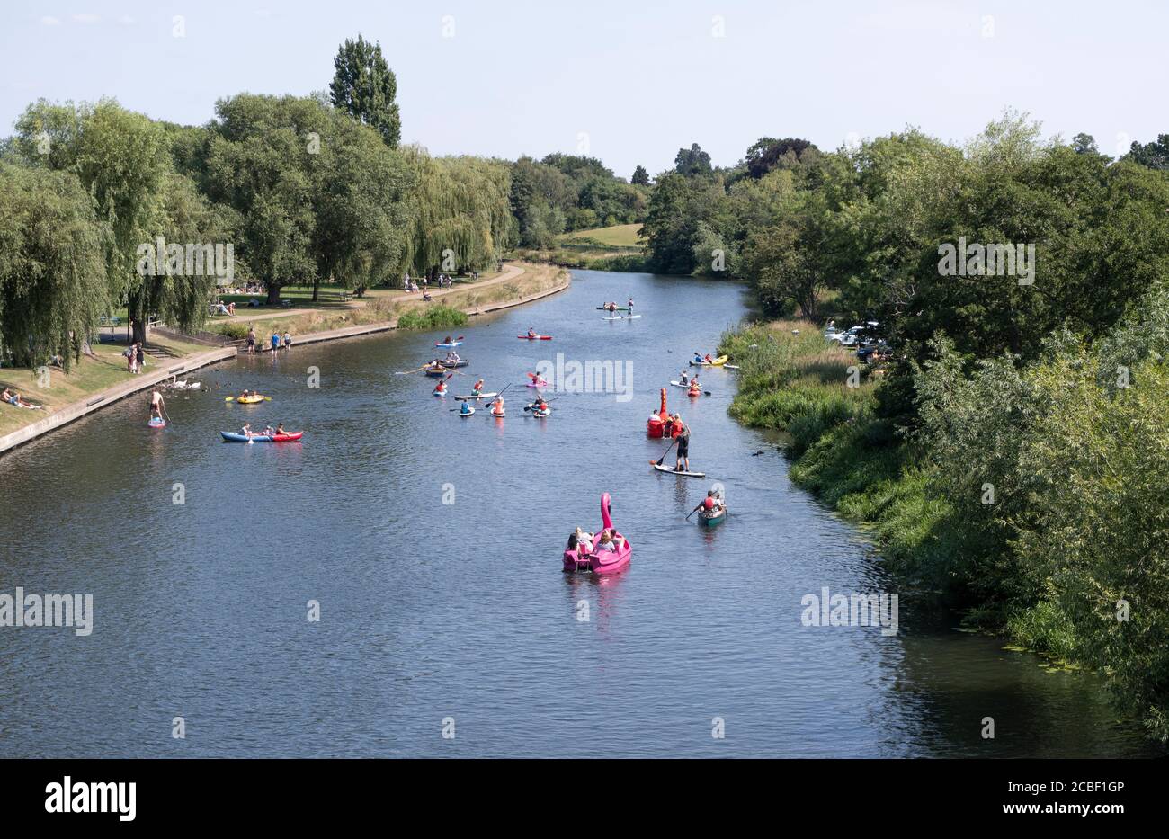 River Avon with pleasure boats and canoes Stock Photo