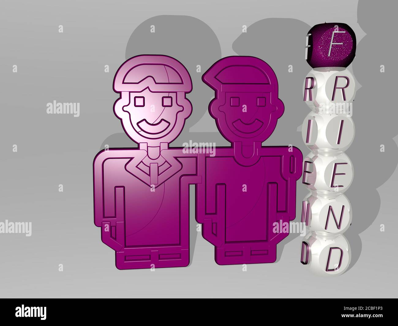 FRIEND 3D icon beside the vertical text of individual letters - 3D ...