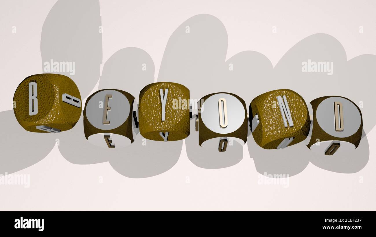 Beyond Text Activity BEYOND text by dancing dice letters - 3D illustration for background ...