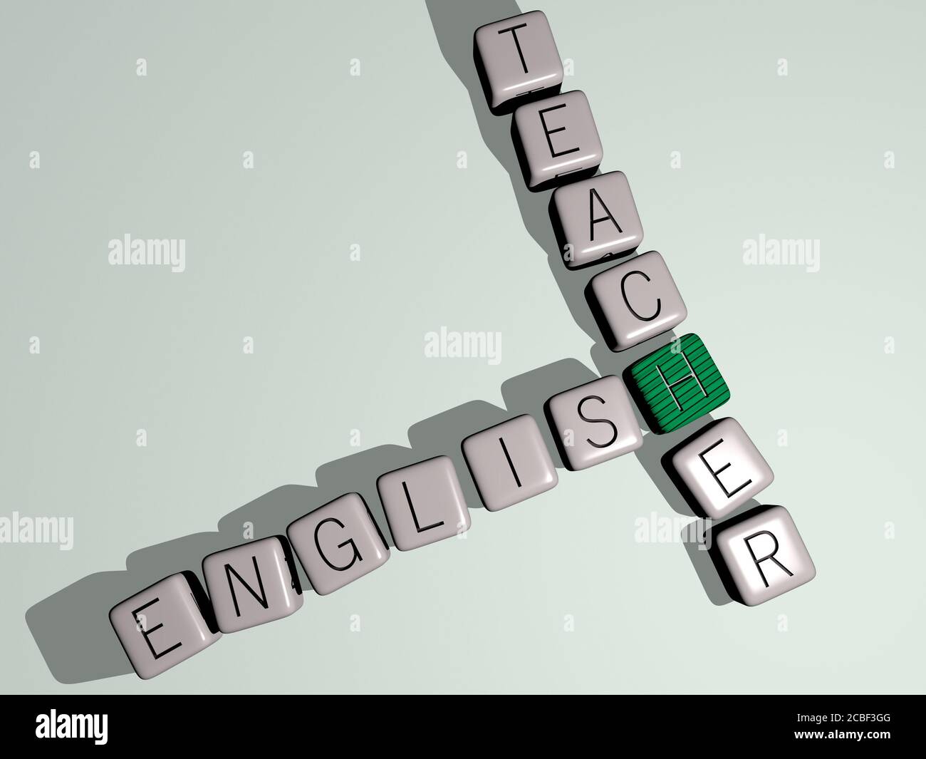 ENGLISH TEACHER Crossword By Cubic Dice Letters 3D Illustration For 