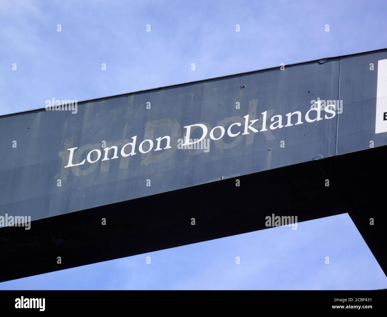 London, England, UK – September 27, 2009. London Docklands commercial advertising sign at Canary Wharf business financial district which is a popular Stock Photo