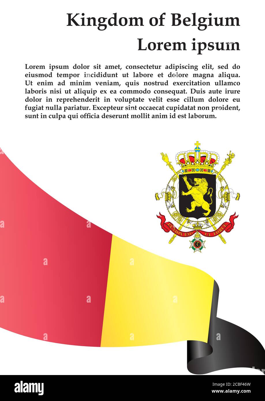 Flag of Belgium, Kingdom of Belgium. Template for award design, an ...