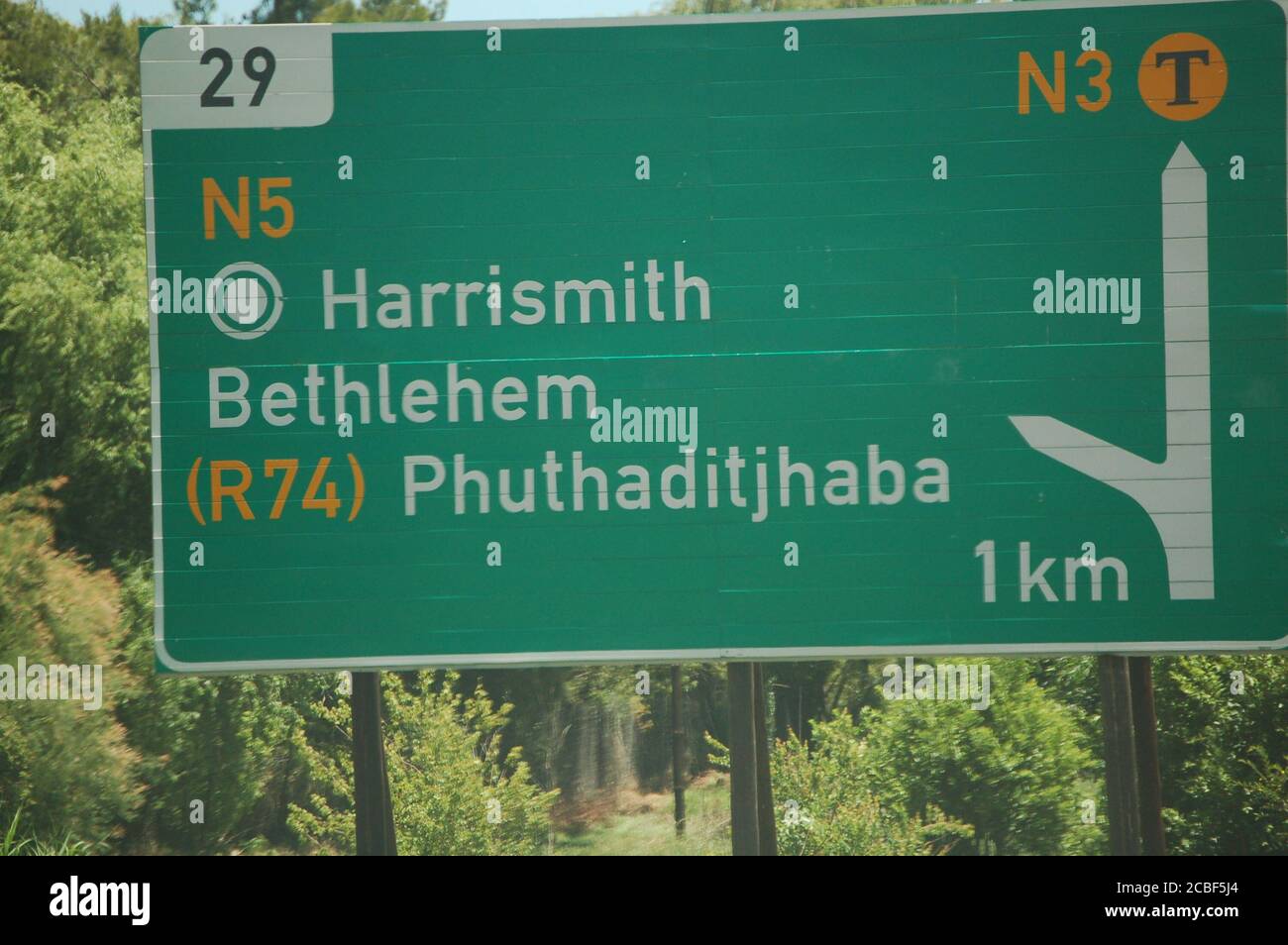 N3 / N5 Highway Sign in South Africa Stock Photo