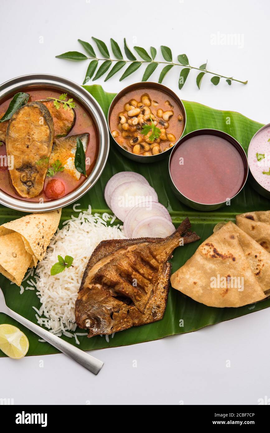 Indian Fish Platter or thali Popular sea food, Non vegetarian meal