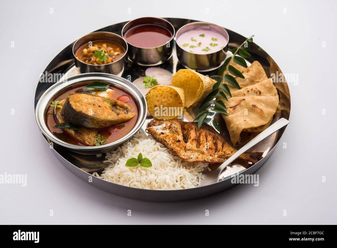 Indian Fish Platter or thali Popular sea food, Non vegetarian meal
