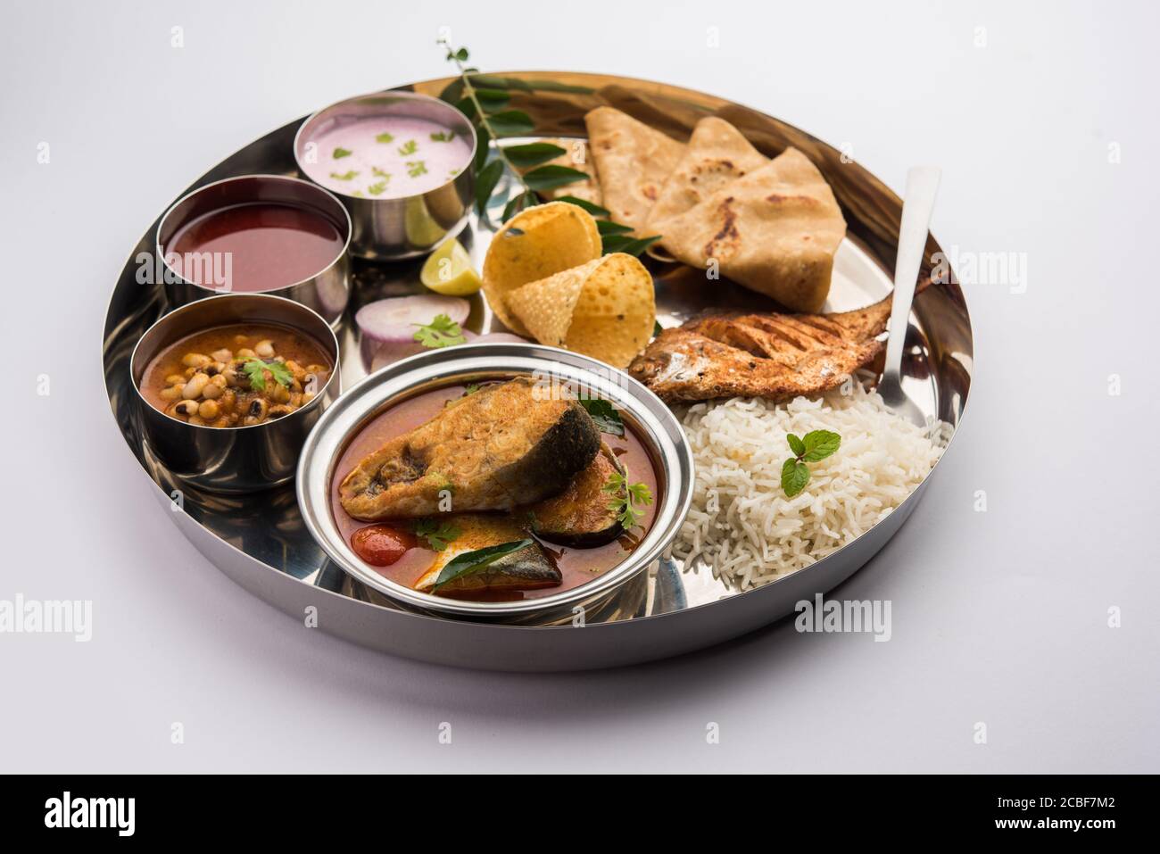 Indian Fish Platter or thali Popular sea food, Non vegetarian meal