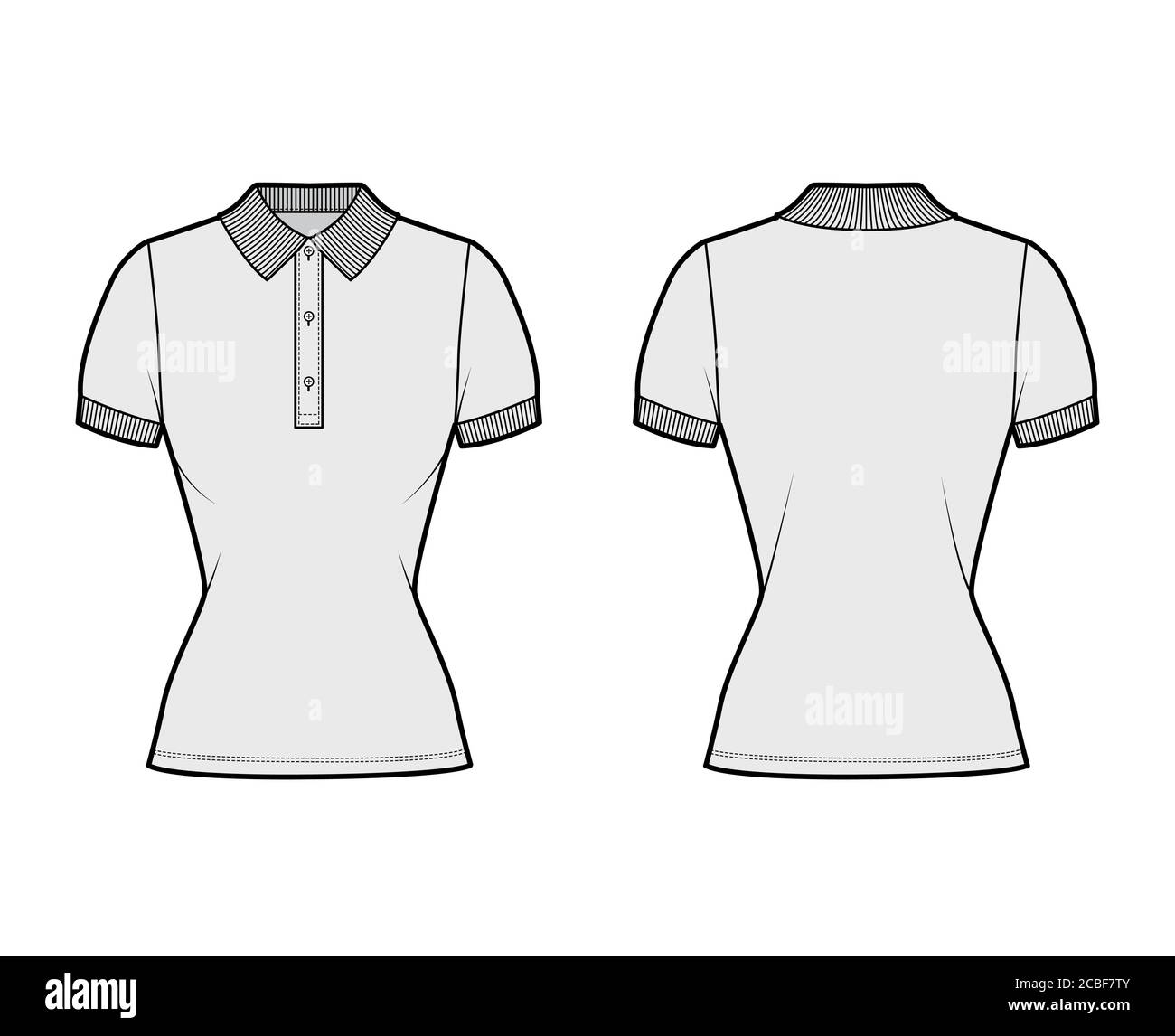 Polo shirt technical fashion illustration with cottonjersey short