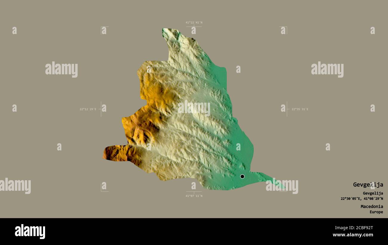 Area of Gevgelija, municipality of Macedonia, isolated on a solid ...