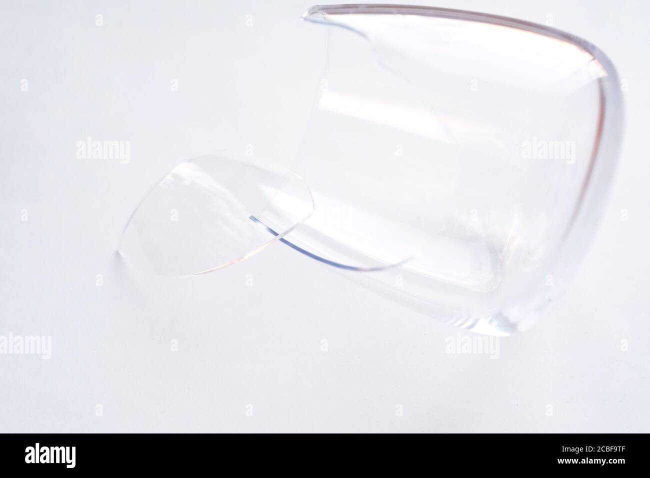 Broken glass. A piece of glass. No people, top view. Stock Photo