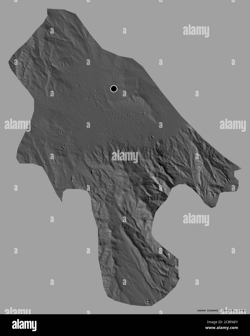 Shape of Lozovo, municipality of Macedonia, with its capital isolated