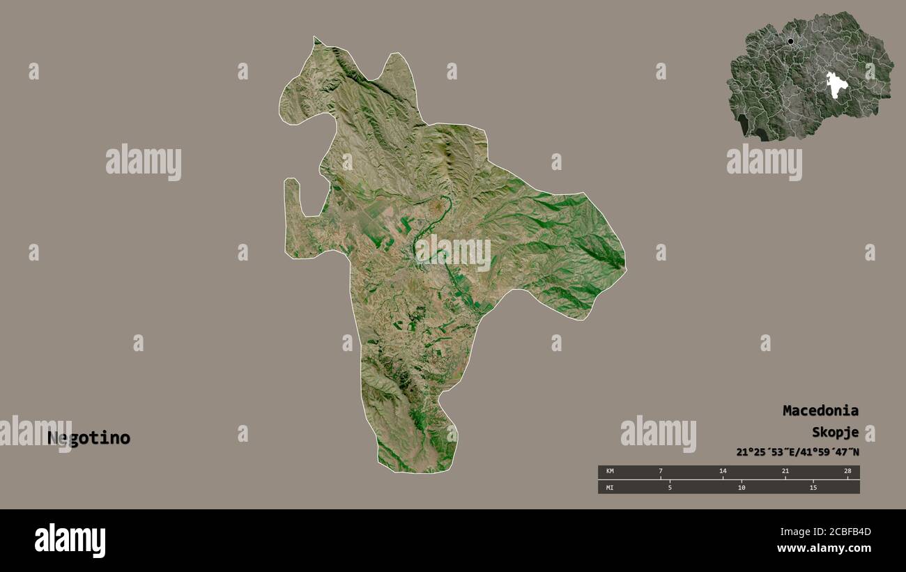 Shape of Negotino, municipality of Macedonia, with its capital isolated ...