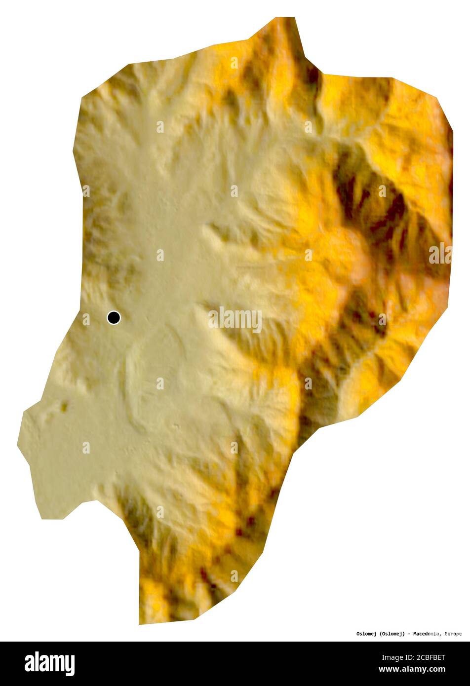 Shape of Oslomej, municipality of Macedonia, with its capital isolated