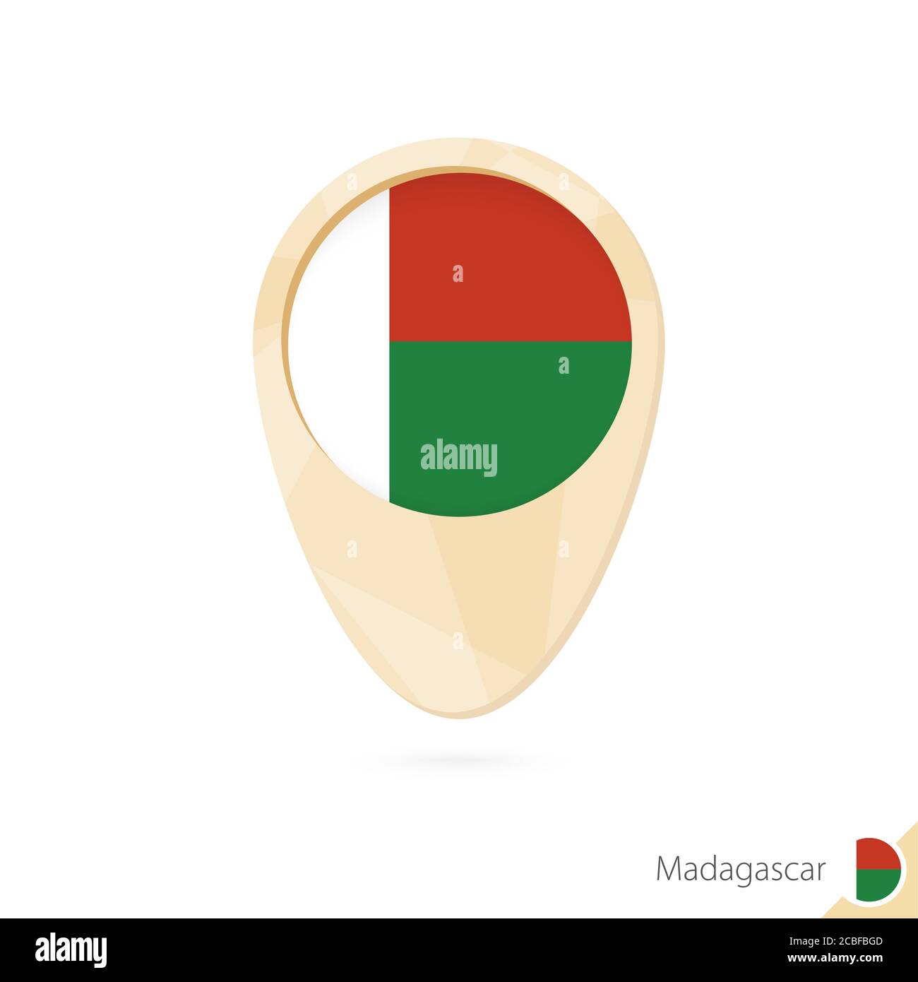 Map pointer with flag of Madagascar. Orange abstract map icon. Vector ...