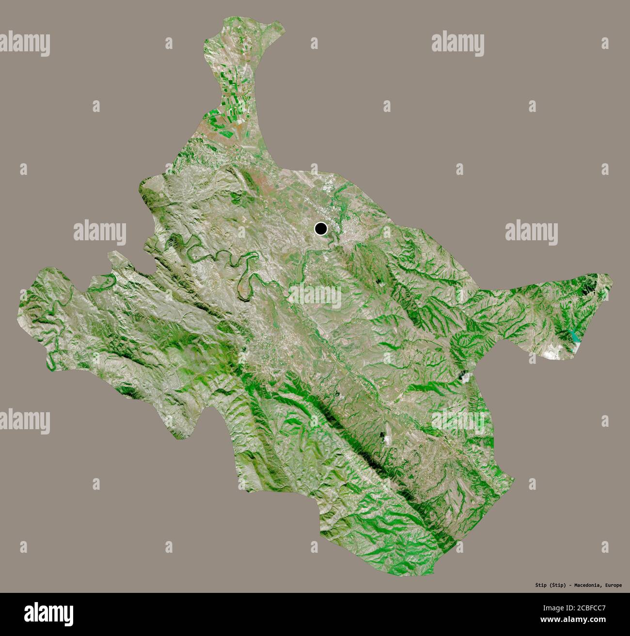 Shape of Štip, municipality of Macedonia, with its capital isolated on ...