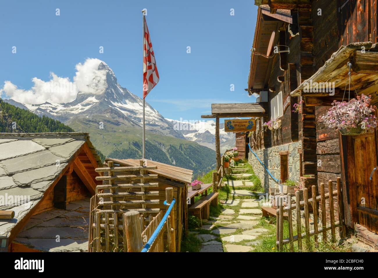 Zermatt, Switzerland - 19 July 2020: small mountain village over ...
