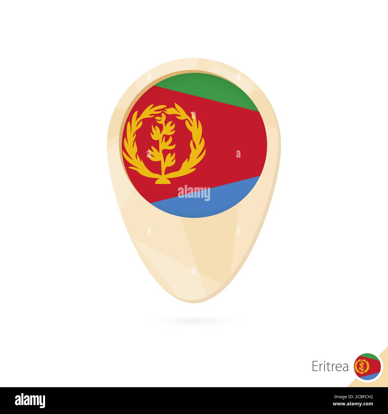 Map pointer with flag of Eritrea. Orange abstract map icon. Vector Illustration. Stock Vector