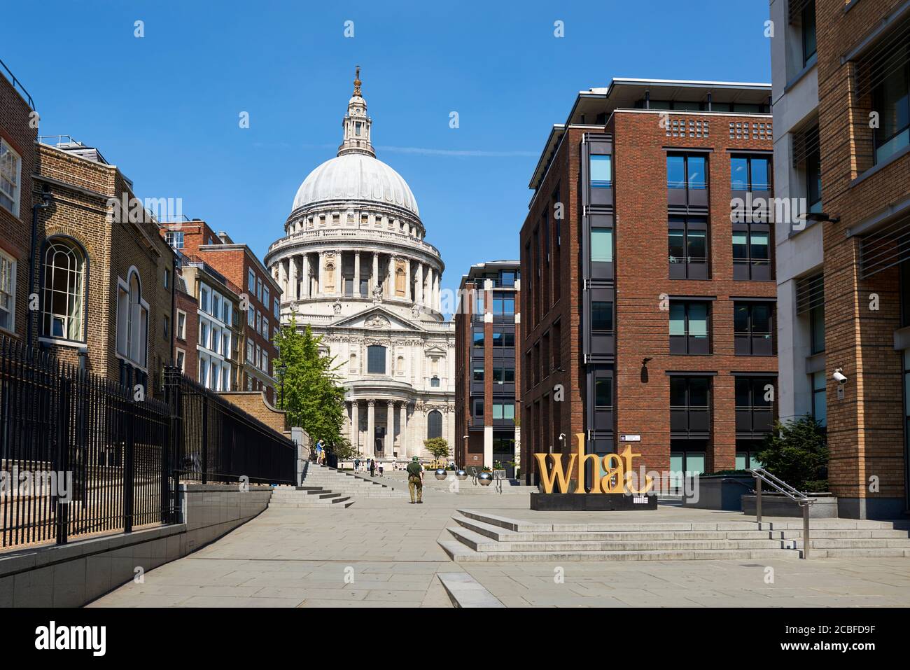 St Paul's Cathedral and surrounding buildings, London UK, looking north from Peter's Hill Stock Photo