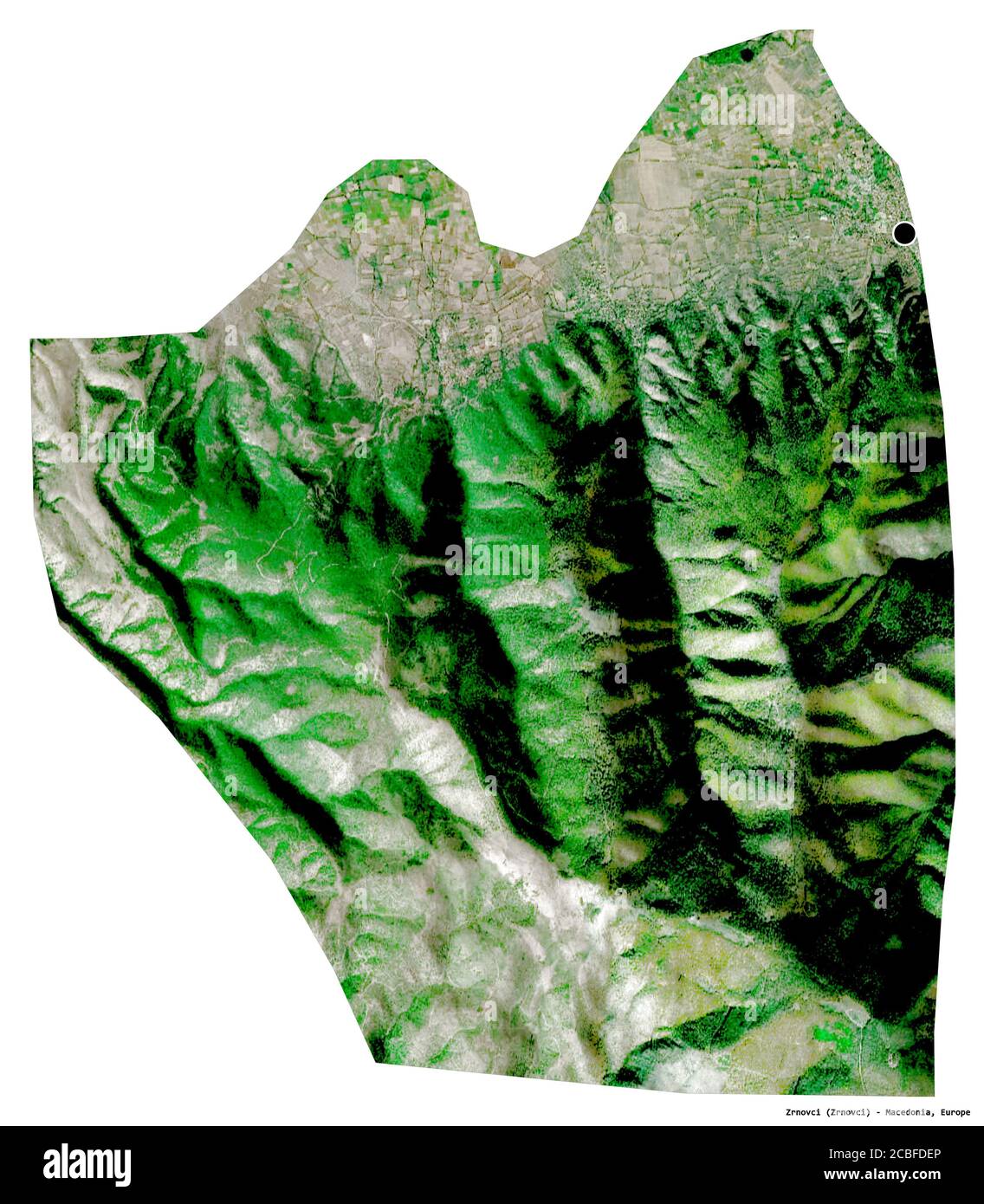 Shape of Zrnovci, municipality of Macedonia, with its capital isolated