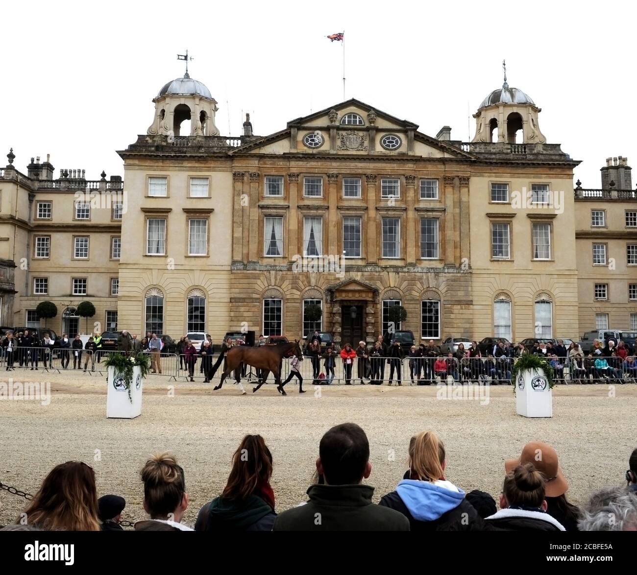 Badminton House Gloucestershire U.K. Badminton Horse Trials final trot up in front  of house Stock Photo