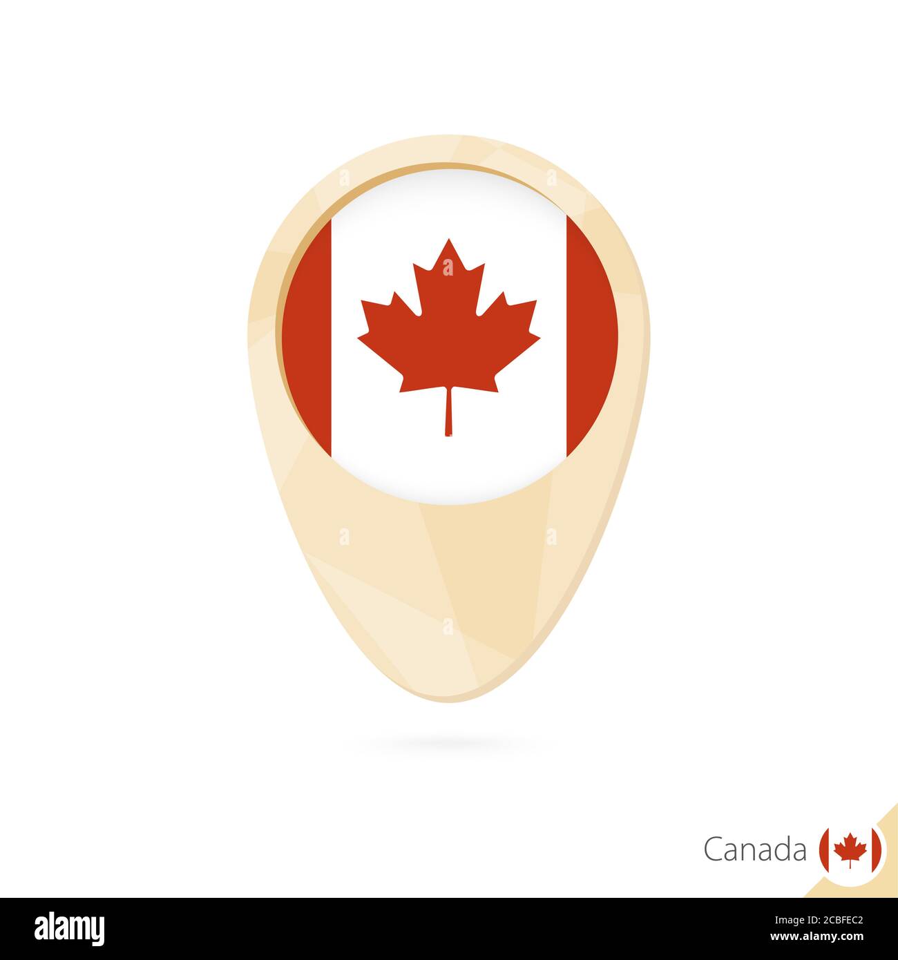 Map pointer with flag of Canada. Orange abstract map icon. Vector Illustration. Stock Vector