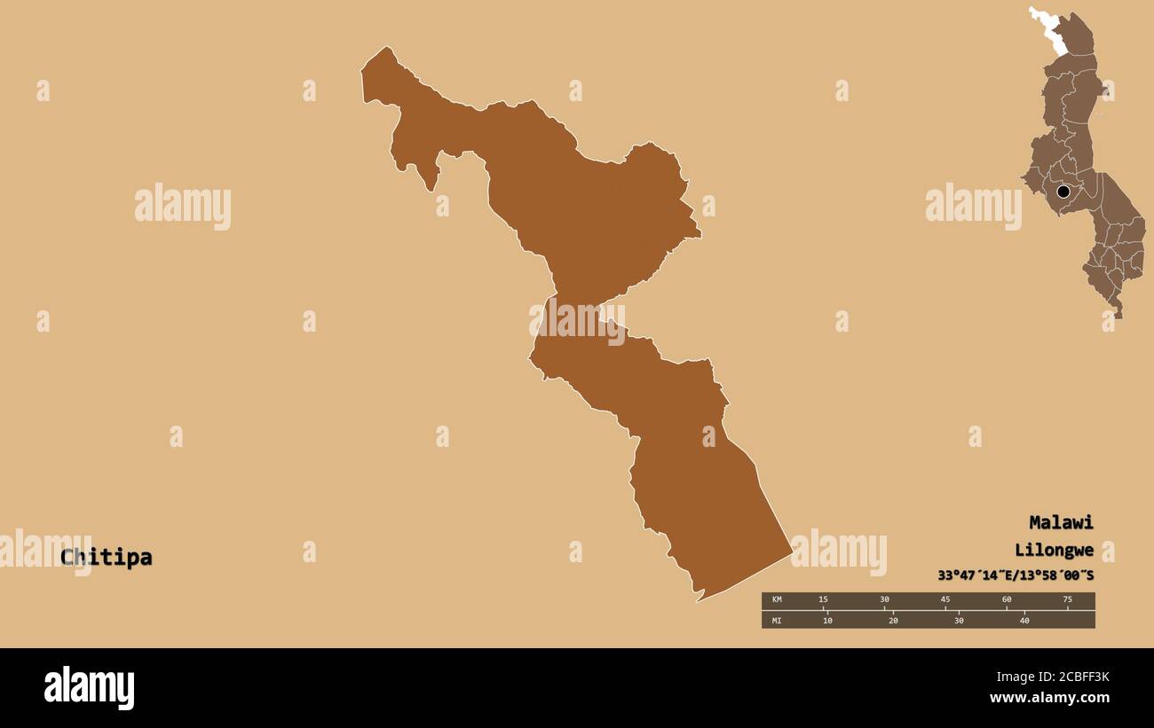 Chitipa Shape of Chitipa, district of Malawi, with its capital isolated on ...