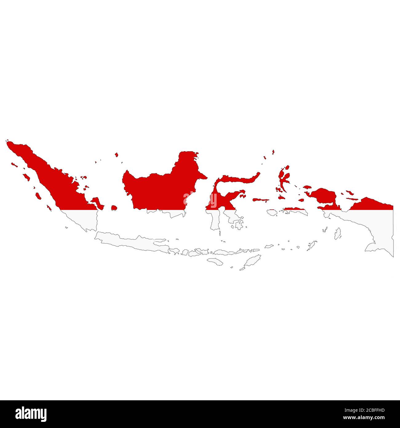 Indonesia map on white background with clipping path Stock Photo