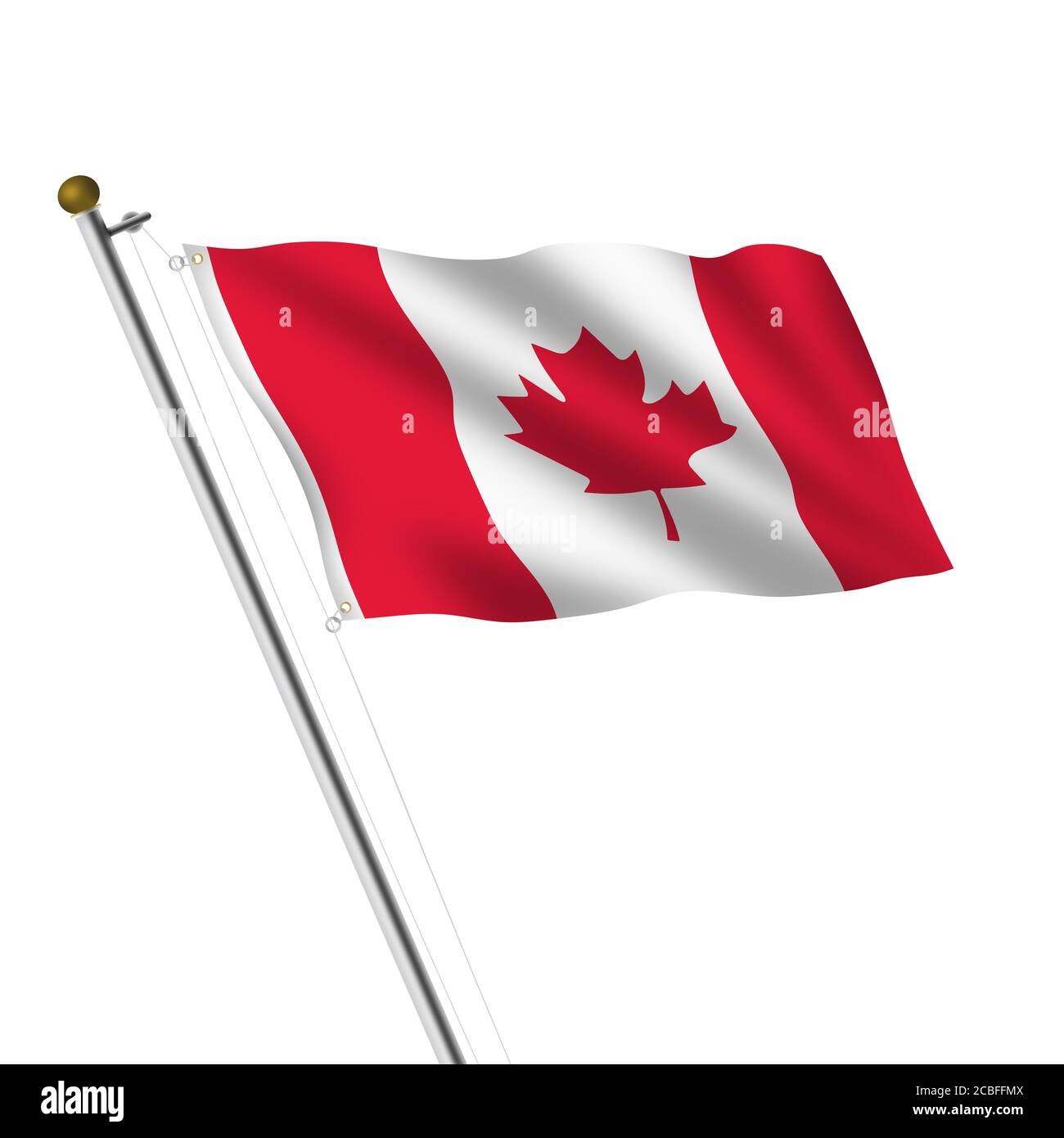 Canada Flagpole 3d illustration on white with clipping path Stock Photo
