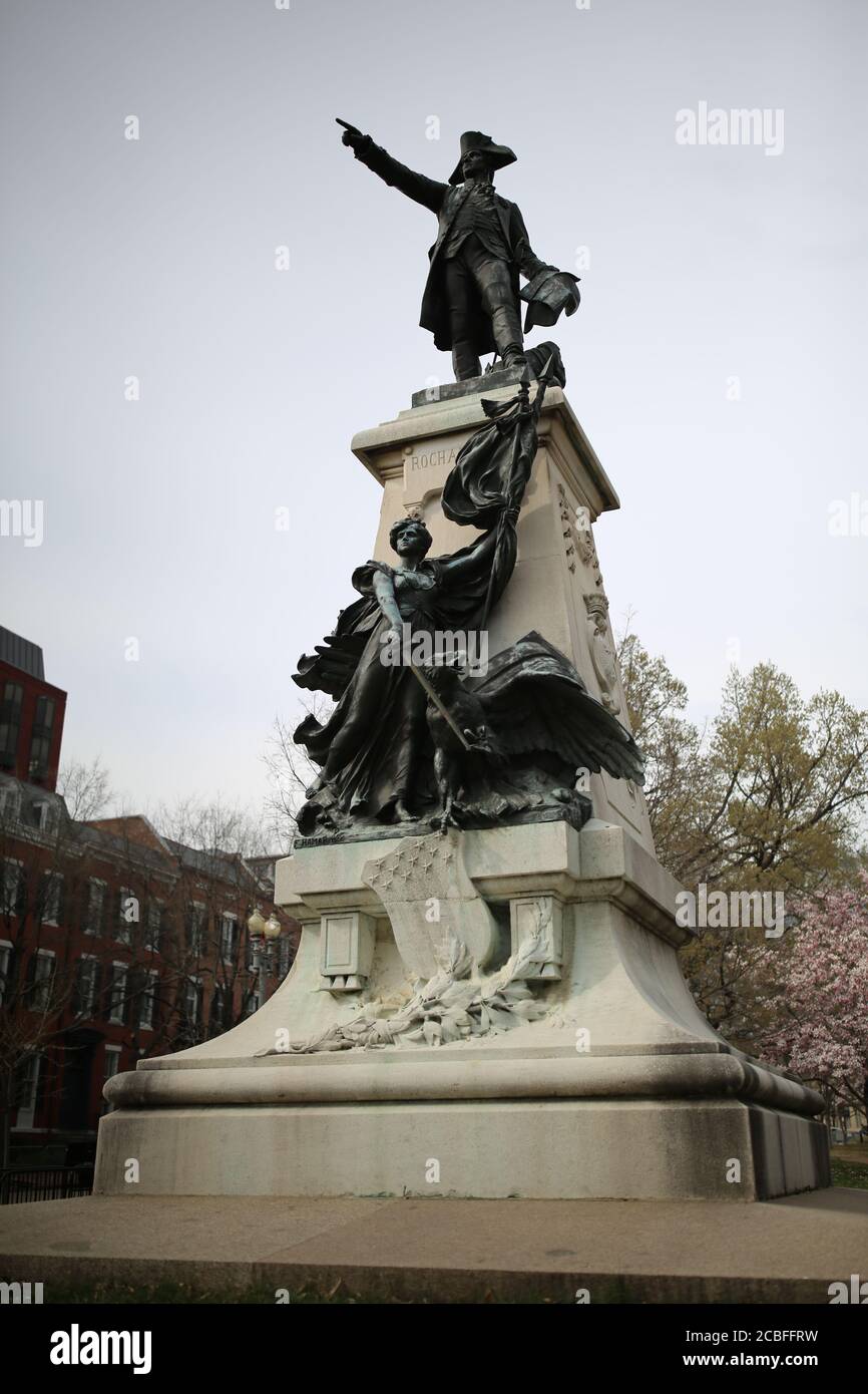 Major General Comte Jean de Rochambeau Statue Stock Photo