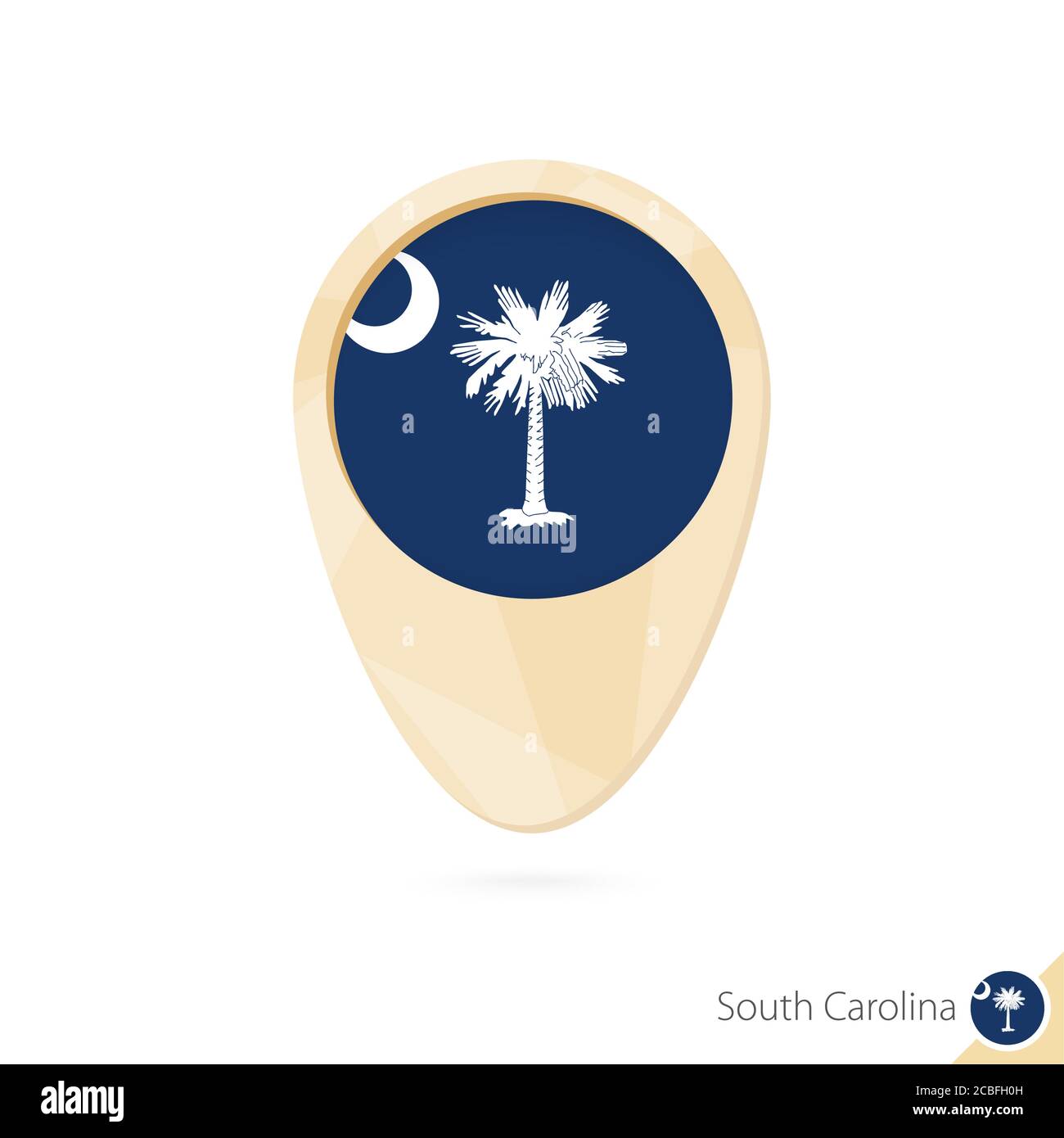 Map pointer with flag of South Carolina. Orange abstract map icon ...