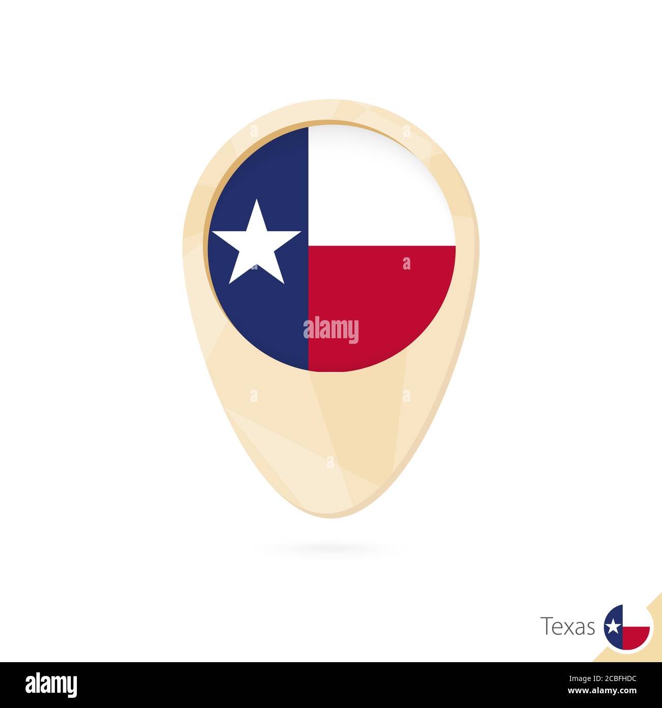 Map pointer with flag of Texas. Orange abstract map icon. Vector Illustration. Stock Vector