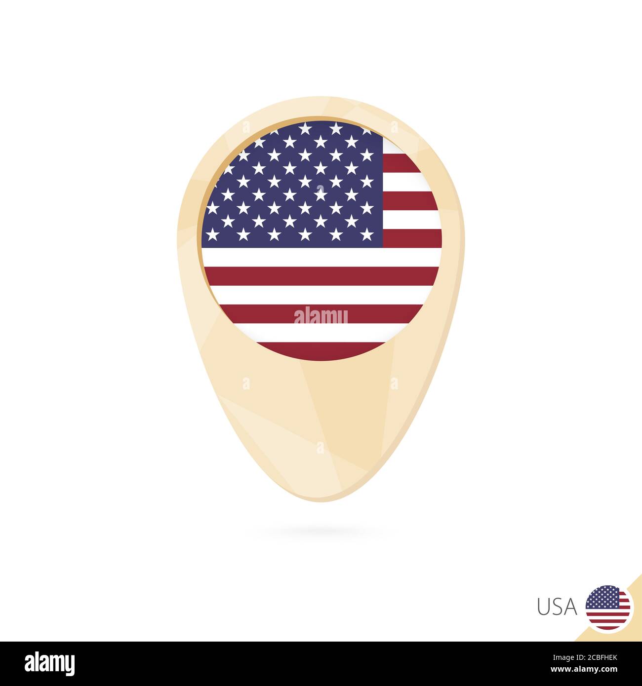 Map pointer with flag of USA. Orange abstract map icon. Vector ...