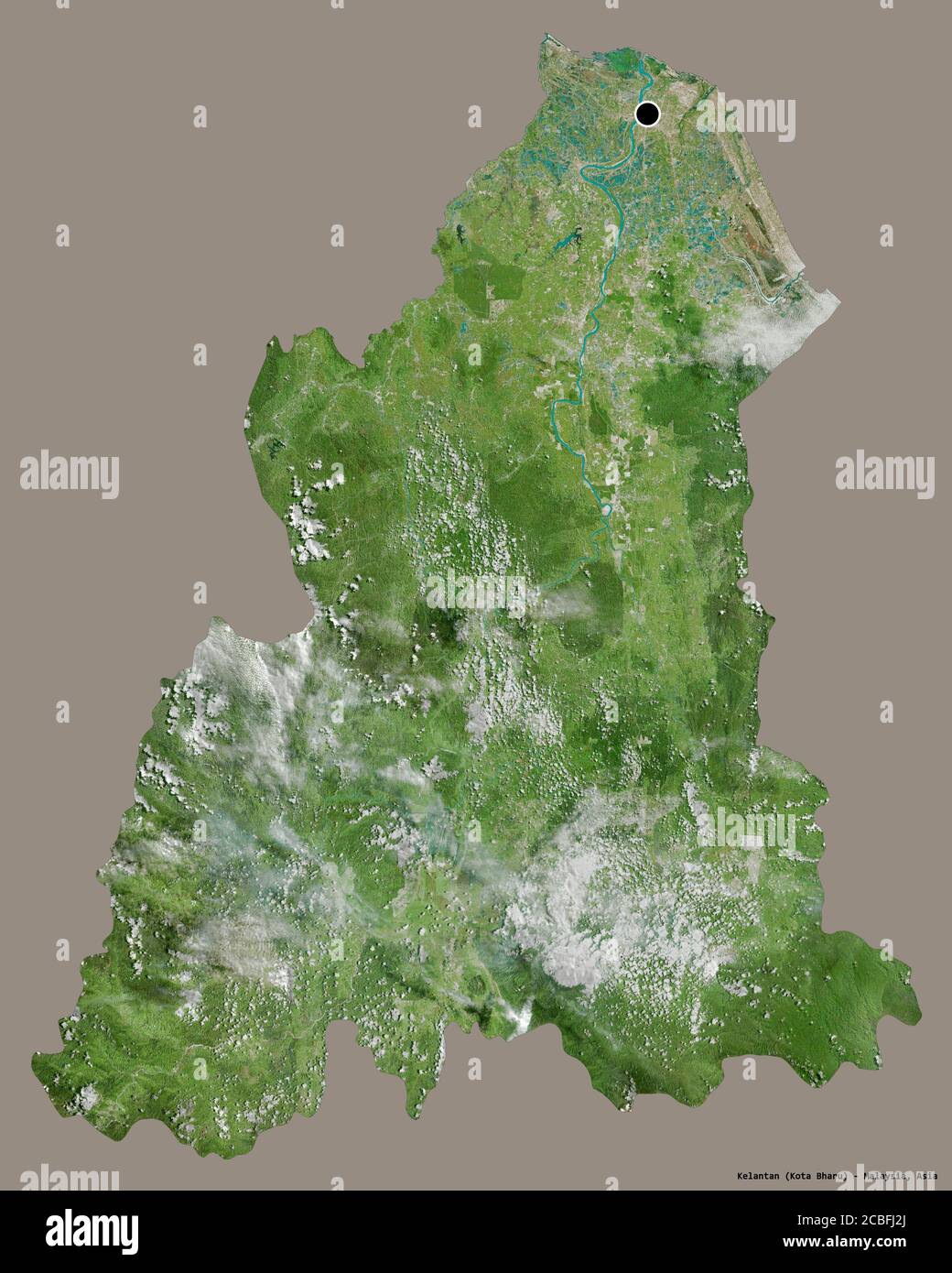Shape Of Kelantan State Of Malaysia With Its Capital Isolated On A Solid Color Background Satellite Imagery 3d Rendering Stock Photo Alamy