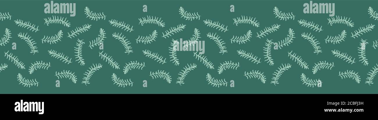 christmas tree branches vector border print Stock Vector