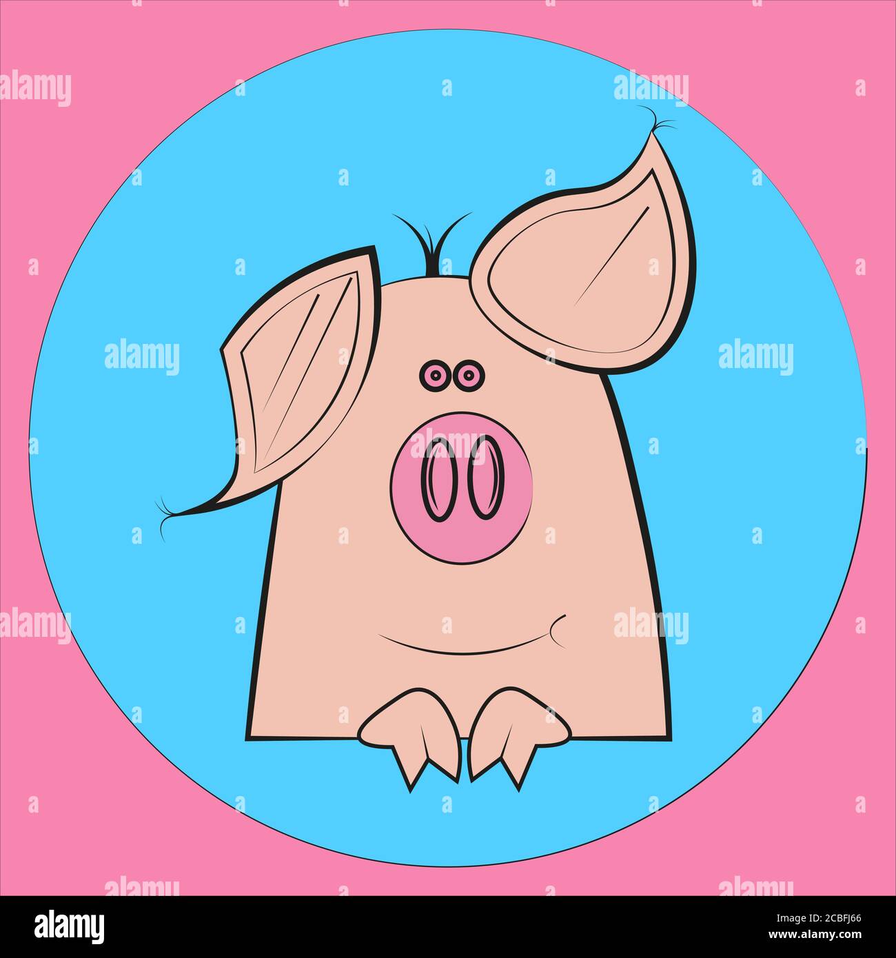 Cute Pink Piggy vector on a white background Stock Vector