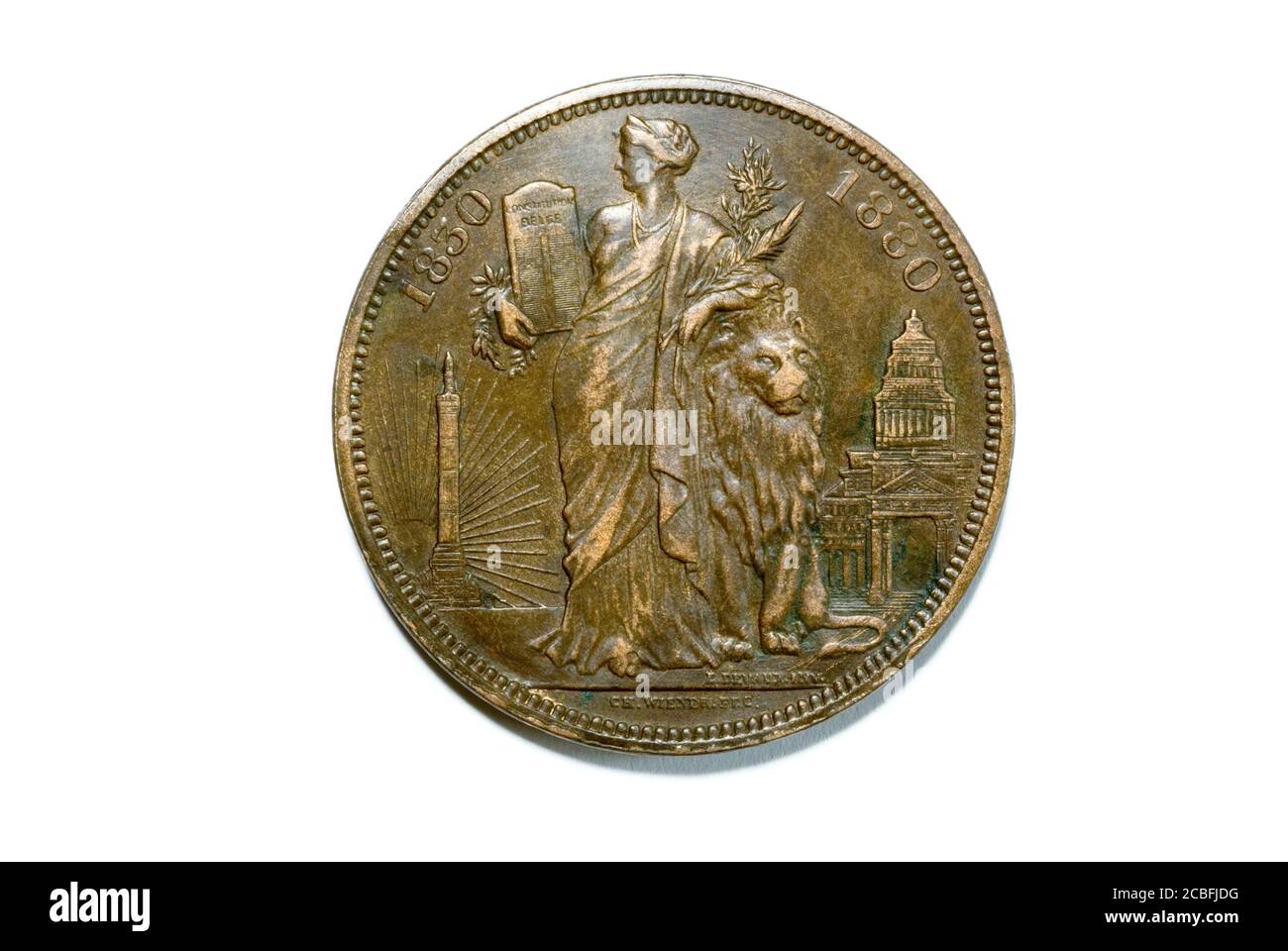 Belgium 50 years of independence medallion 1880 Stock Photo