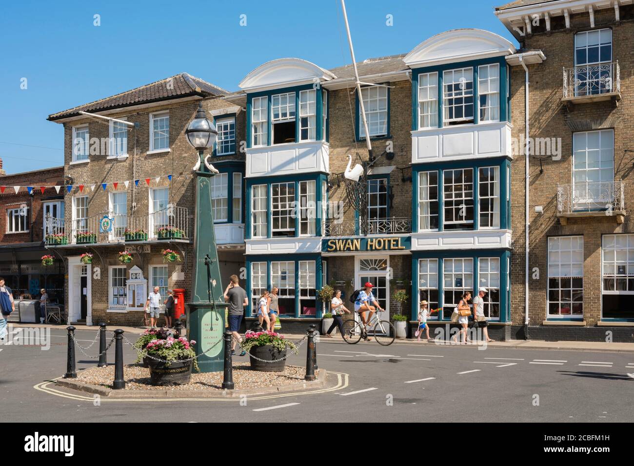 Swan Hotel Southwold, view in summer of the Swan Hotel in Southwold High Street, Suffolk, East Anglia, England, UK Stock Photo