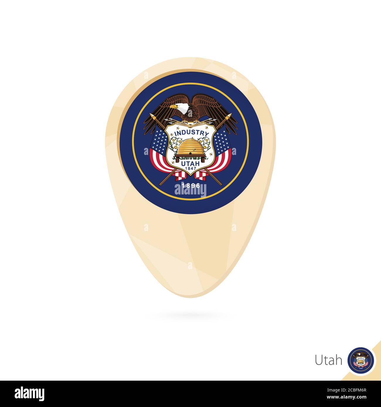 Map pointer with flag of Utah. Orange abstract map icon. Vector ...
