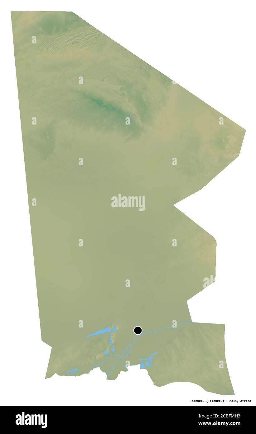 Mali State Shape of Timbuktu, region of Mali, with its capital isolated on white ...