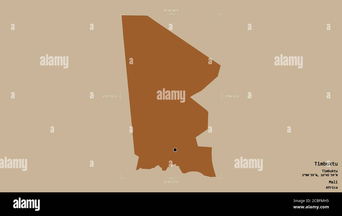Mali State Area of Timbuktu, region of Mali, isolated on a solid background in a ...