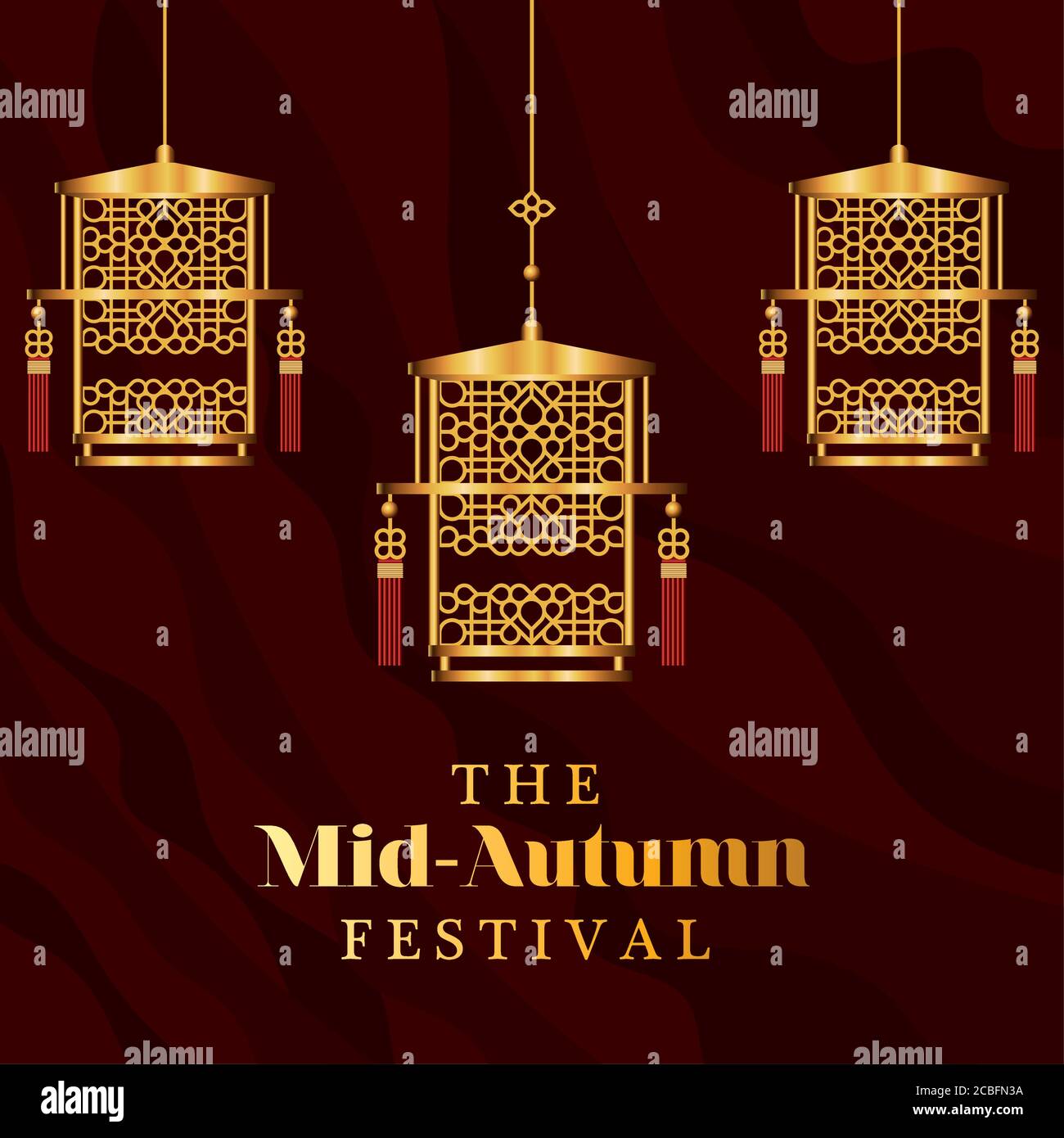 Mid autumn festival with gold lanterns design, Oriental chinese and ...