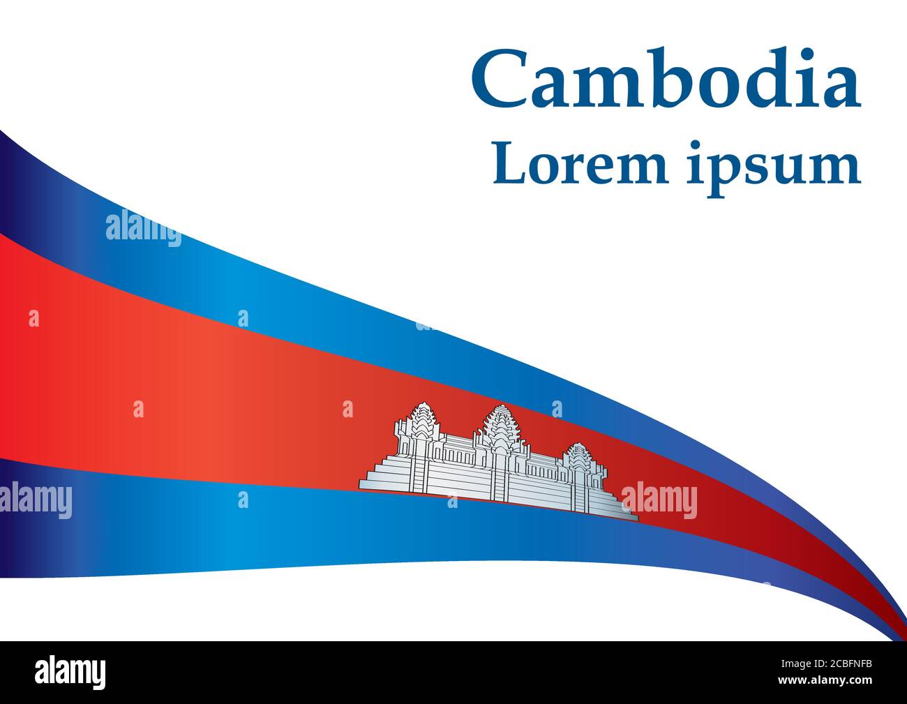 Flag of Cambodia, Kingdom of Cambodia. Southeast Asia. Template for ...