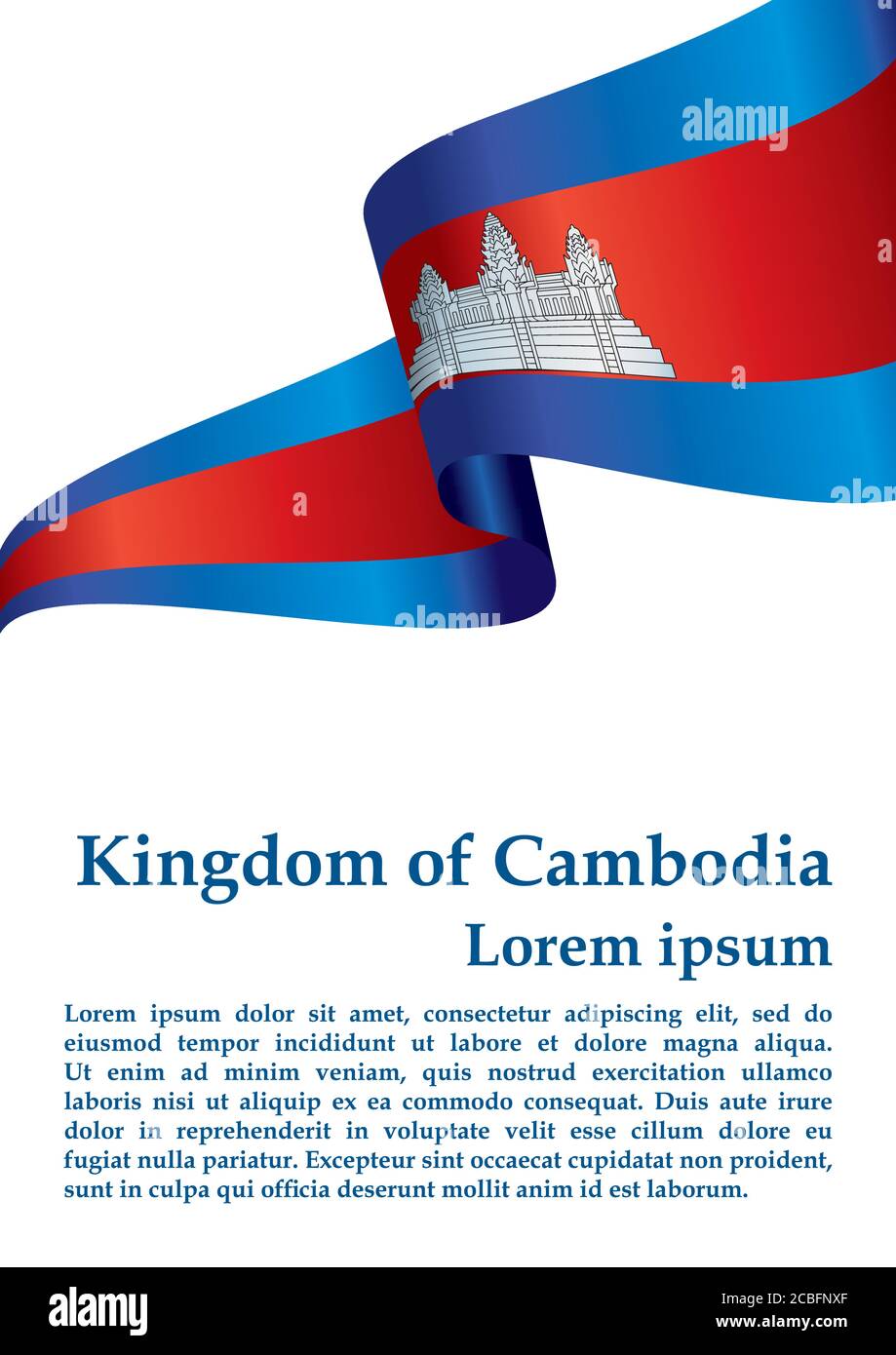 Flag of Cambodia, Kingdom of Cambodia. Southeast Asia. Template for ...