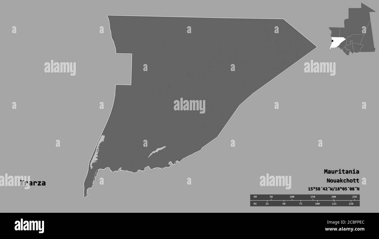 Trarza Shape of Trarza, region of Mauritania, with its capital isolated on ...