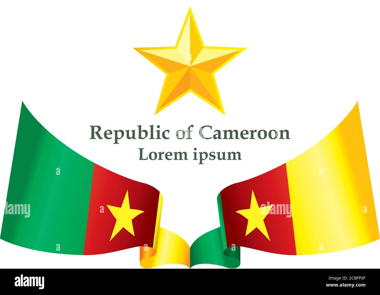Flag of Cameroon, Republic of Cameroon. Template for award design, an official document with the flag of Cameroon. Stock Vector