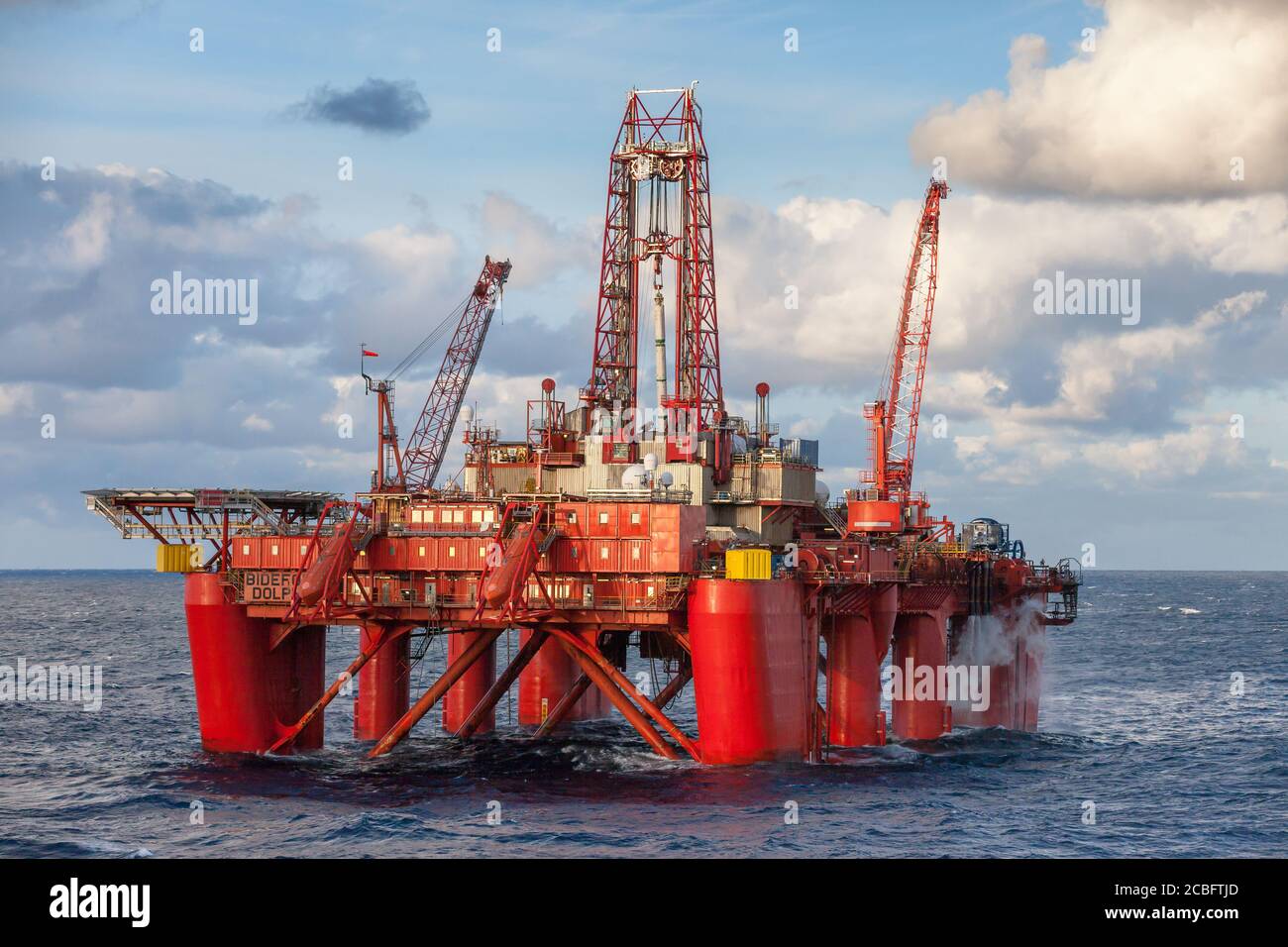 NORTH SEA, NORWAY - 2015 JANUARY 20. The semi-submersible drilling rig Borgland Dolphin Stock Photo