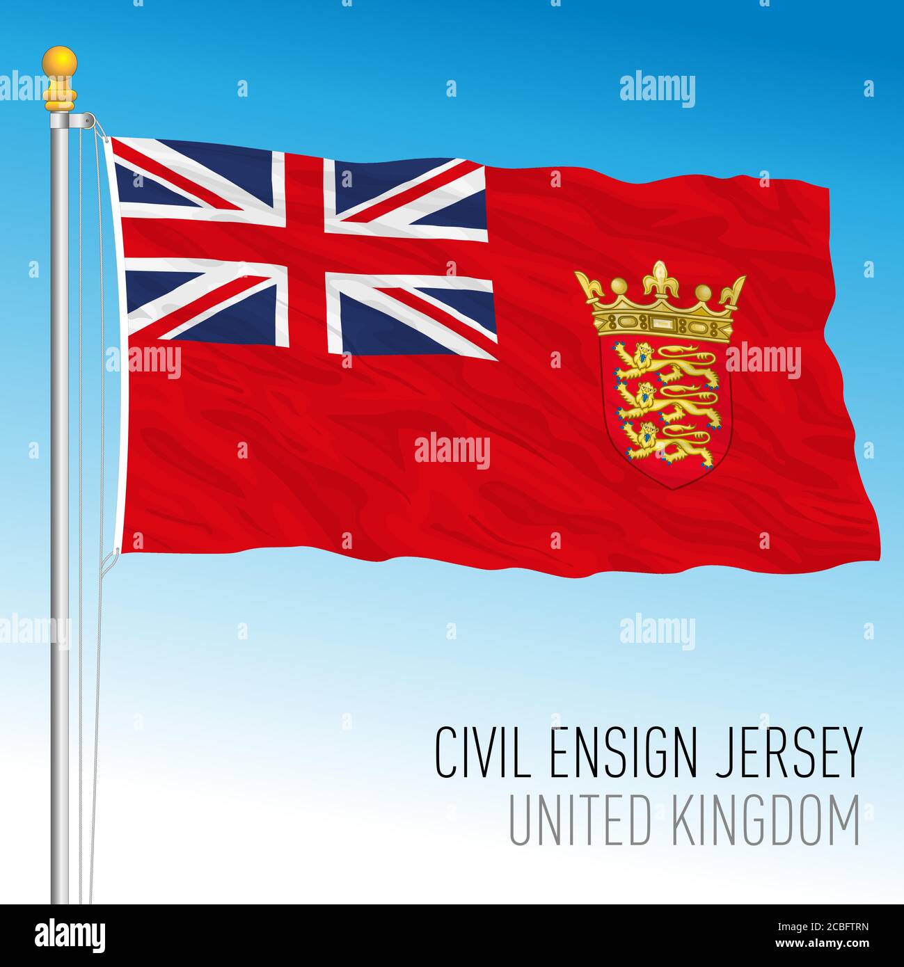Civil flag of Jersey, United Kingdom, vector illustration Stock Vector