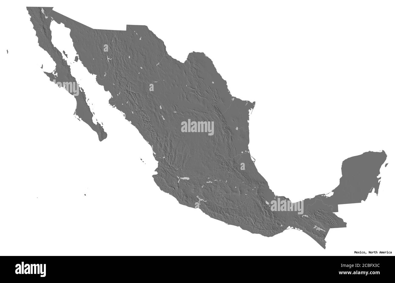 Shape Of Mexico On The Map Shape Of Mexico With Its Capital Isolated On White Background. Bilevel  Elevation Map. 3D Rendering Stock Photo - Alamy